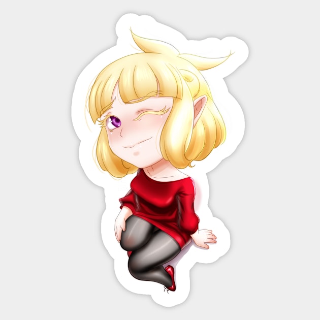 OC Chibi Moé in red Sticker by TheBarto84